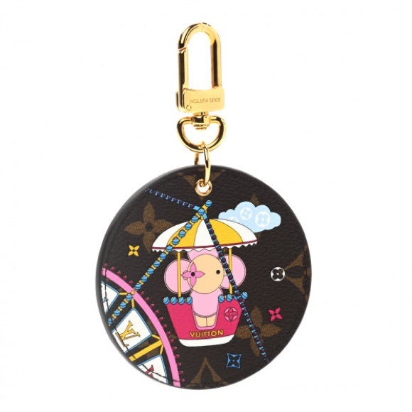 Louis Vuitton Monogram Christmas Animation Big Wheel Bag Charm Key Ring Rose - Picture 1 of 10
